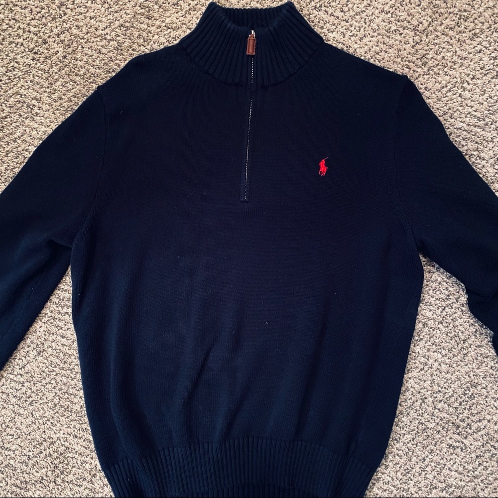 Polo Men’s 1/4 Zip Sweater - Navy - Medium